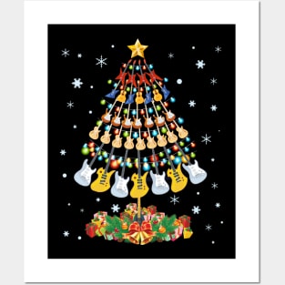 Christmas Guitar Tree Shirt Funny Merry Xmas Gifts Posters and Art